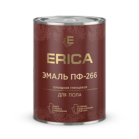 КРАСНО-КОРИЧНЕВАЯ 1,8 кг эмаль ПФ-266 д/пола алкидная глянцевая ERICA (6)