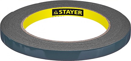 Двухсторонняя клейкая лента на вспененной основе, STAYER Professional черная, 9мм х 5м, 12233-09-05