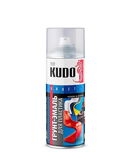 черная грунт- эмаль для пластика KUDO аэрозольн. RAL 9005 520мл KU-6002 (12) 