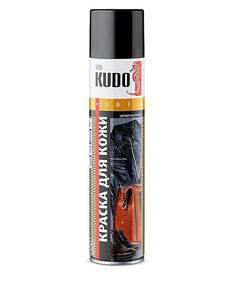 краска для гладкой кожи KUDO черная аэрозольная 400мл KU-5241 (6)