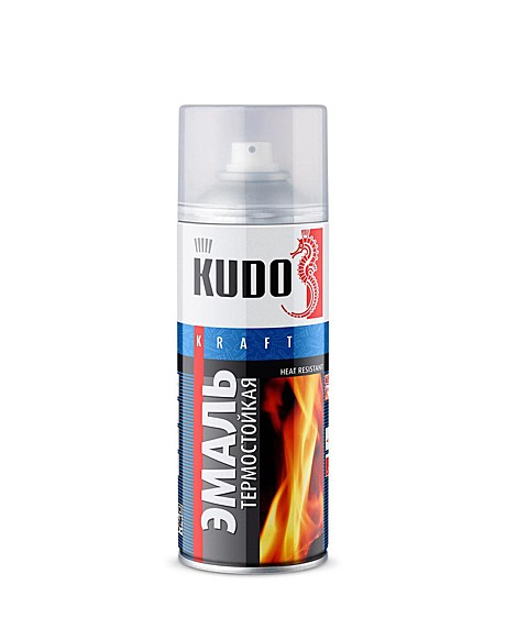 серебристая эмаль термостойкая KUDO аэрозольная 520мл KU-5001 (12)