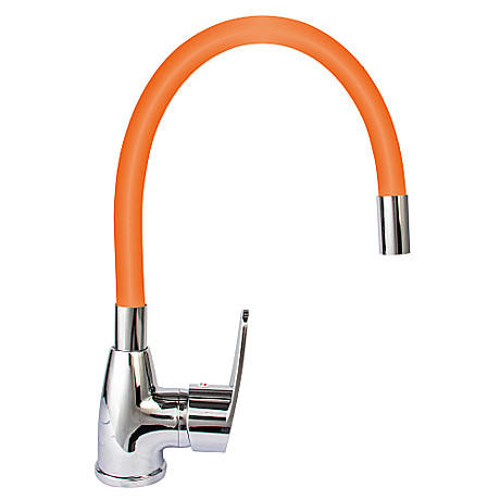 Смеситель ROEGEN RD014O для кухни, 40 мм, на гайке, с боковой штыревой ручкой, с гибким оранжевым из