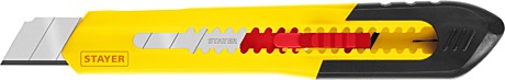 Нож STAYER STANDARD,18мм, инструм.сталь,сегментир.лезвие. 0910_z01
