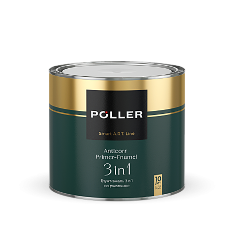 ЧЕРНАЯ POLLER A.R.T. С МОЛОТКОВЫМ ЭФФЕКТОМ грунт-эмаль 3в1 по ржавчине 2 л (3)