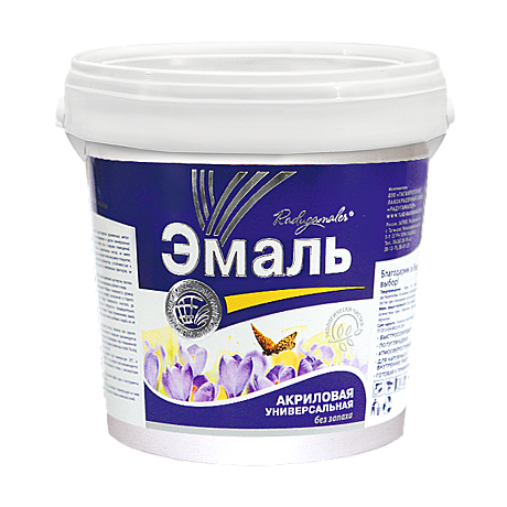 Эмаль акрил.  унив. СЕРАЯ 0,9 кг.  (14)  Радуга Малер