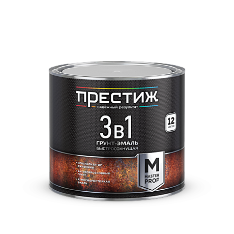 Грунт-эмаль  по ржавчине 3в1 б/с 1,9кг графитово-серый (6) Престиж
