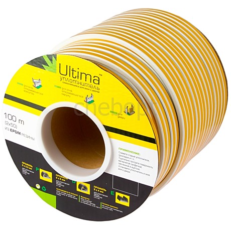 Уплотнитель E-профиль ULTIMA (белый, самокл.) 9*4 мм 150 м [6]  (4610029112750)