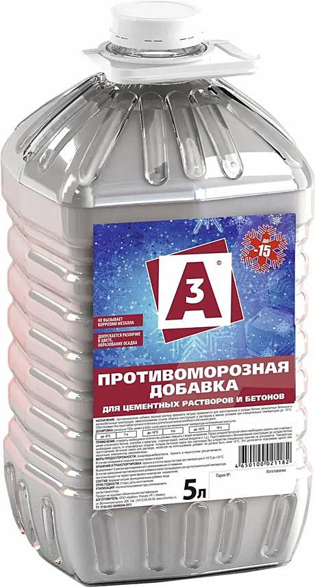 ПРОТИВОМОРОЗНАЯ ДОБАВКА А3 для бетона 5л канистра ПЭТ (уп 4)