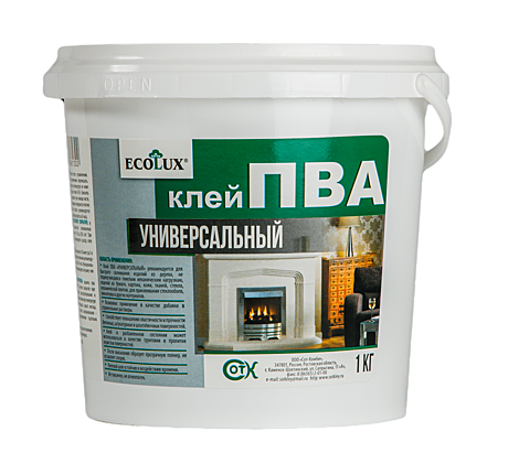 Клей ПВА универсальный 1 кг ECOLUX (12)