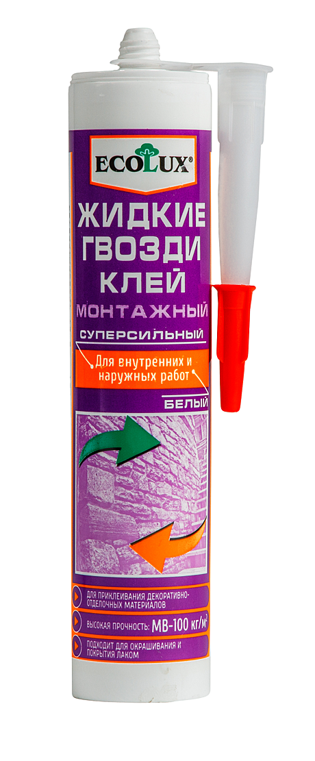 Жидкие гвозди клей монтажный Суперсильный белый 290 мл ECOLUX (20)