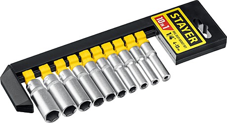 Набор торцовых головок STAYER RSS 10SD, 10 предм., (1/4