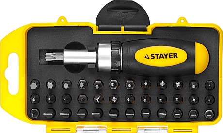 Отвертка реверсивная с насадками STAYER Compact-38, 38 предм.,  (2557-H38)