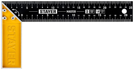 Угольник STAYER STANDARD, 250мм, столярный, стальное полотно, 3430-25