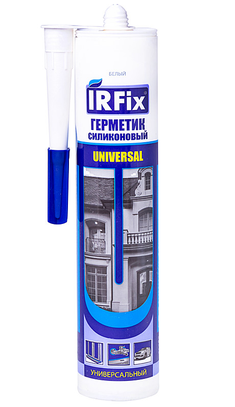 Герметик силиконовый универсальный 310мл белый IRFIX UNIVERSAL (25шт/кор), 20002