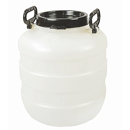 Бочка 30 л. белая ПИЩЕВАЯ КРУГЛАЯ (усиленные ручки, навинчивающаяся крышка с доп. клапаном) РАДИАН