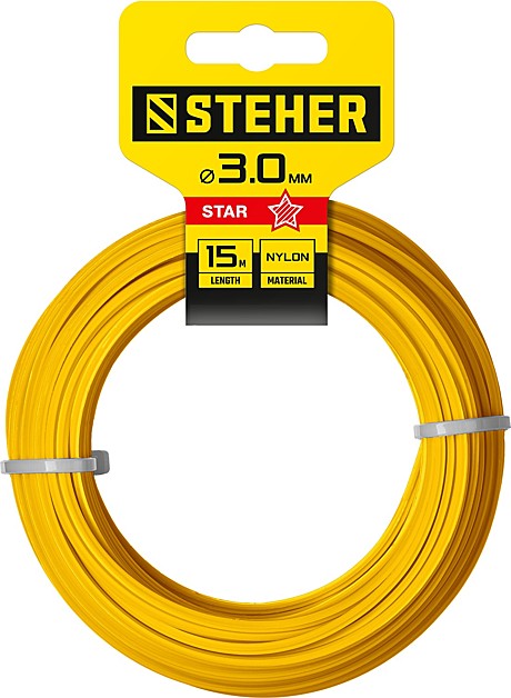 Леска для триммера STEHER ЗВЕЗДА, 3.0 мм, 15 м, (75010-3.0)