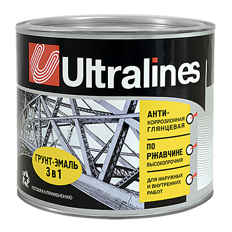Грунт-эмаль (3в1) 0,8кг ЧЕРНАЯ ULTRA LINES (14)