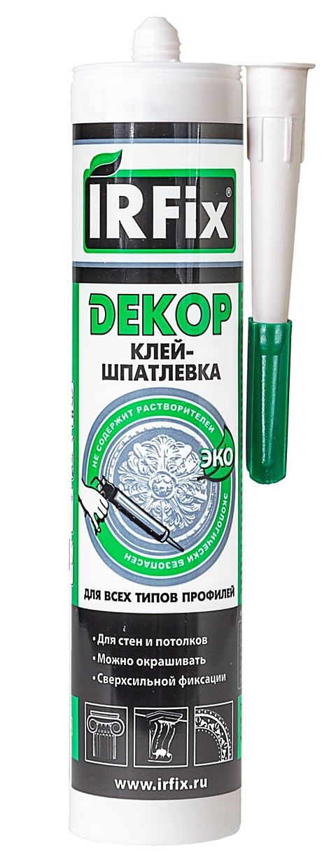 Клей - шпатлевка DECOR белый (310мл) IRFIX (12), 20014