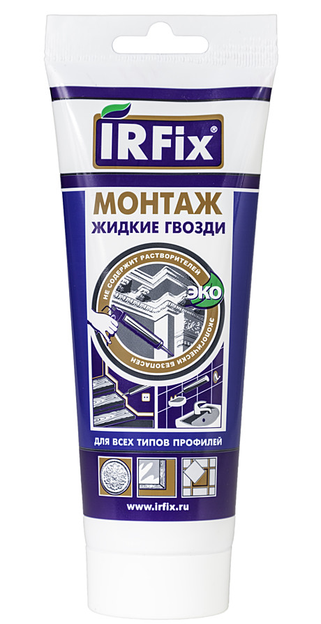 Клей универсальный МОНТАЖ белый 250мл. (12) IRFIX ( водный хранение до -20 С.), 20007