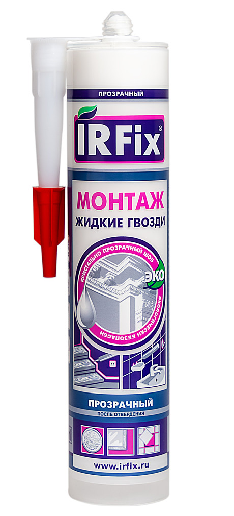 Клей универсальный МОНТАЖ бесцветный 310мл IRFIX (12), 20108